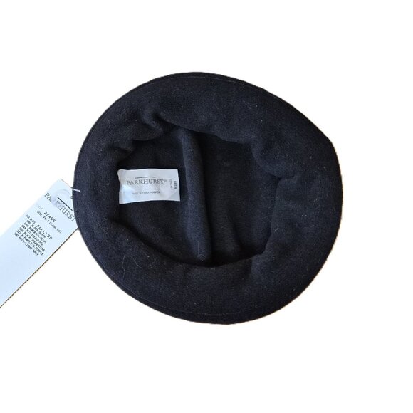 VTG Parkhurst Canada Wool Cloche Hat Black Smokestone Velvet Band Diana Style - Picture 5 of 9